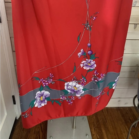 VTG 1970s NWT Deadstock Sand Pebble Hawaii Floral Maxi Wrap Sarong Dress Red - Picture 5 of 8